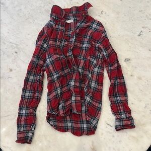 Red Plaid Button-Up Shirt